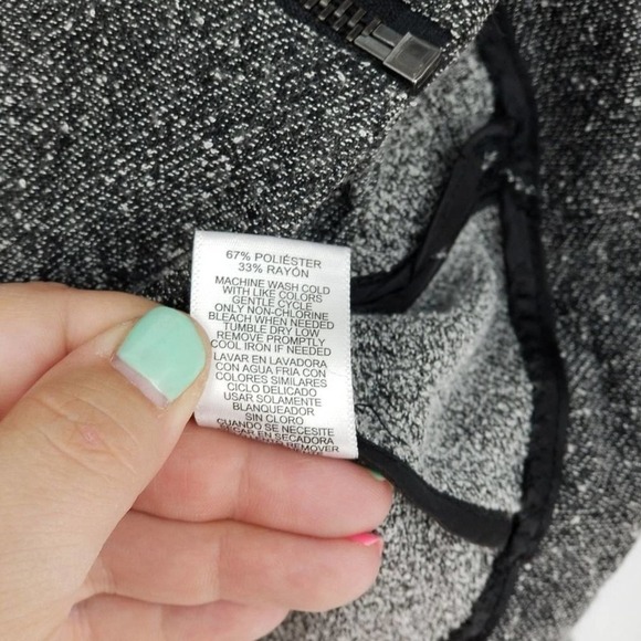 Catherine Malandrino Heathered Asymmetric Zip Up Moto Jacket Black Size Small - Picture 6 of 6